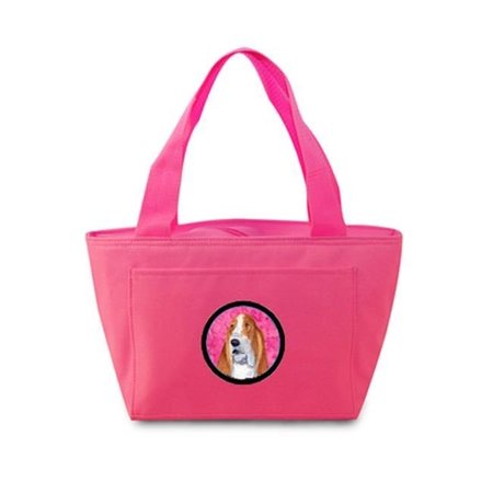 CAROLINES TREASURES Carolines Treasures SS4804-PK-8808 Pink Basset Hound Zippered Insulated School Washable And Stylish Lunch Bag Cooler SS4804-PK-8808